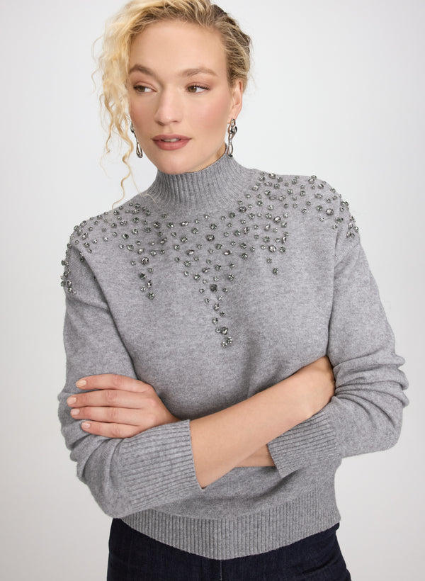 laura Crystal Embellished Sweater