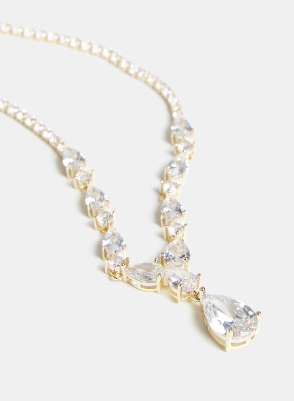 Laura Crystal Teardrop Pendant Necklace