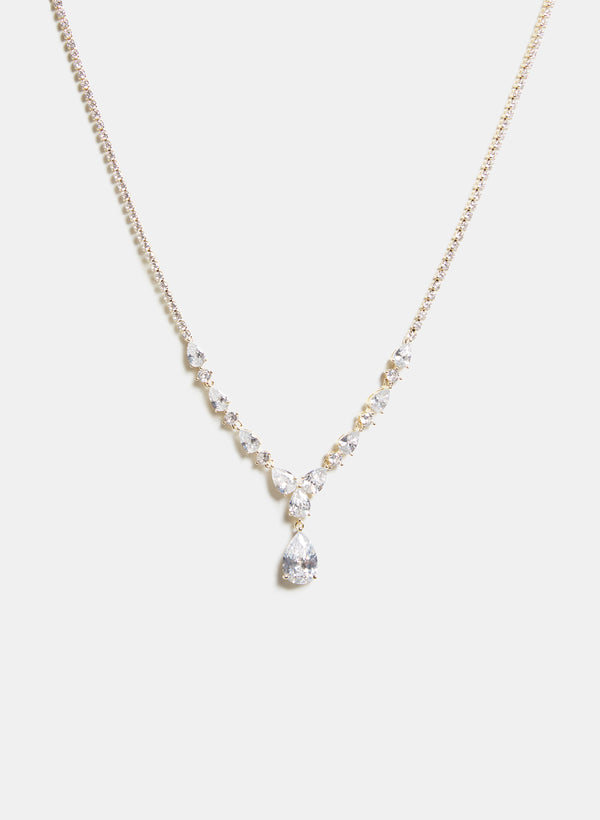laura Crystal Teardrop Pendant Necklace
