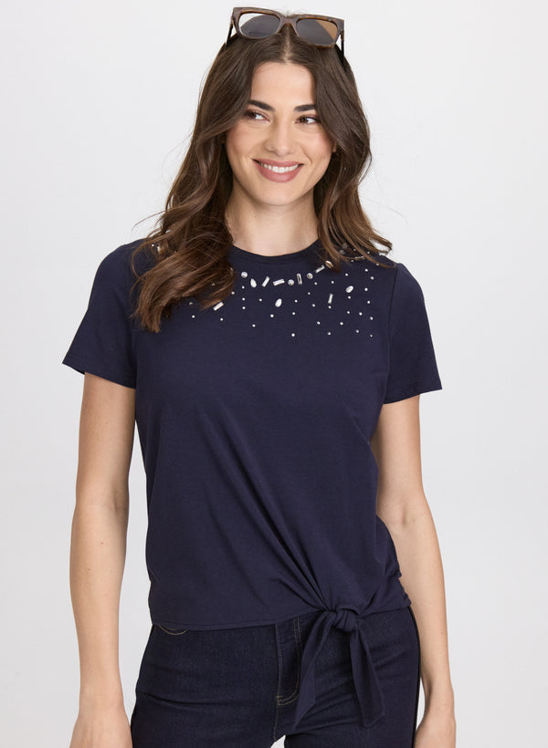 laura Crystal Trim T-Shirt