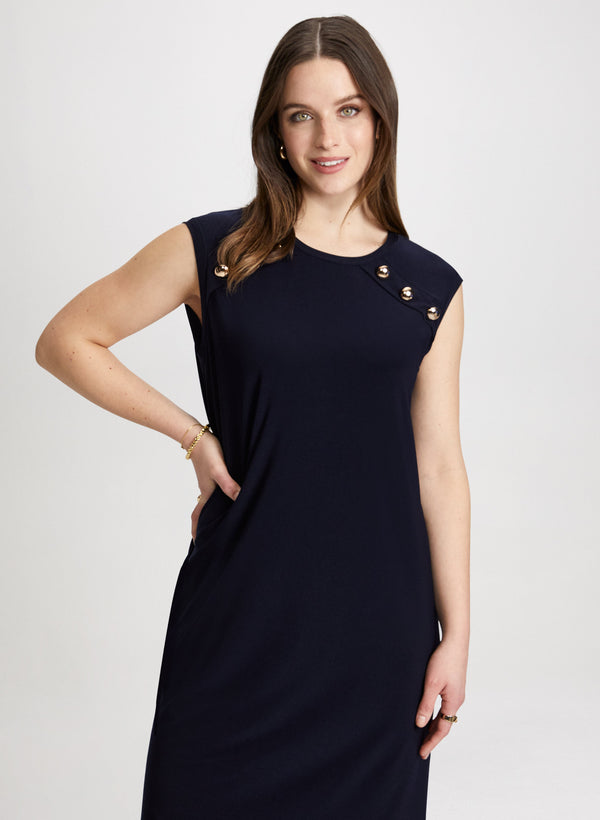 Laura Decorative Button A-Line Dress