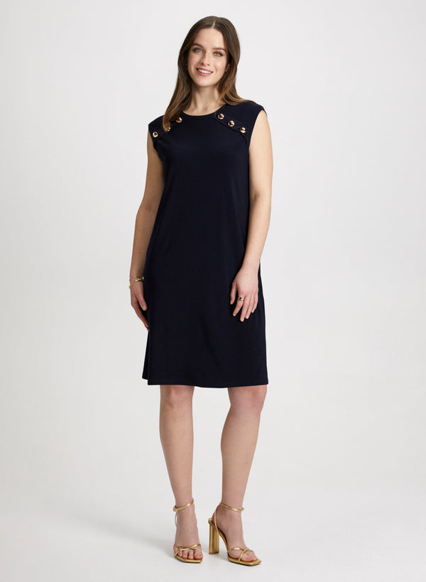 laura Decorative Button A-Line Dress