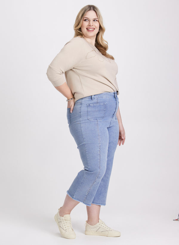 Laura Denim Capris With Patch Pockets