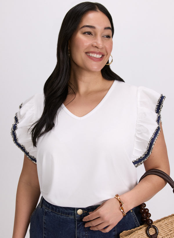 laura Denim Trim T-Shirt