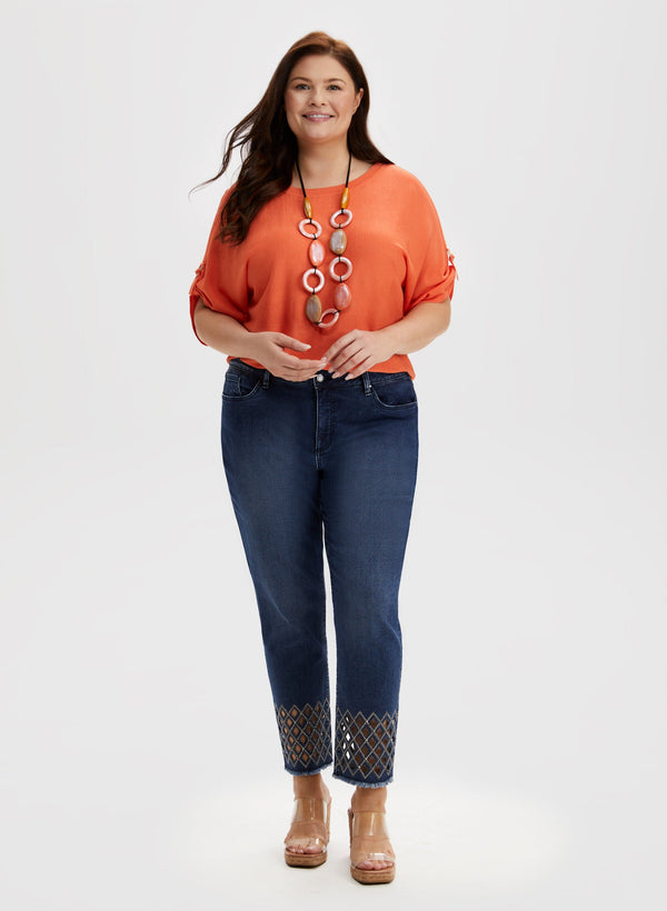 Laura Diamond Cutout Slim Leg Jeans