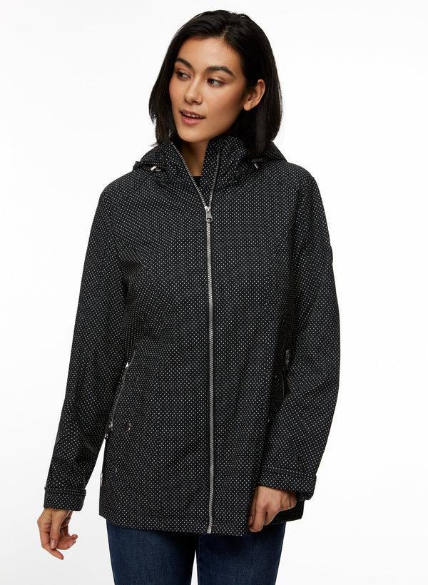 Laura Dot Motif Zip Front Coat