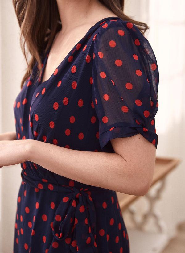 Laura Dot Print Chiffon Dress