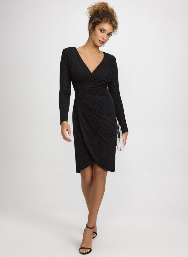 laura Draped Glitter Knit Dress
