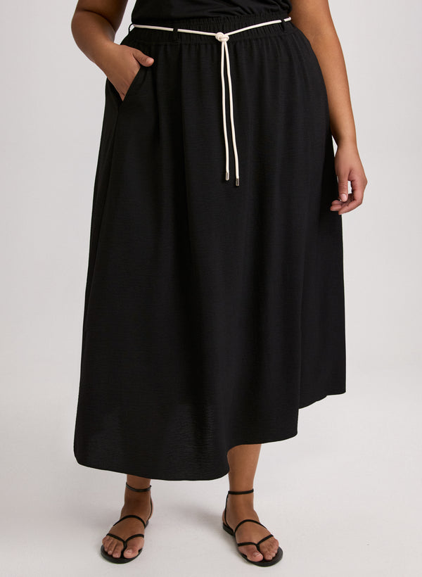 laura Drawstring Crinkled Maxi Skirt