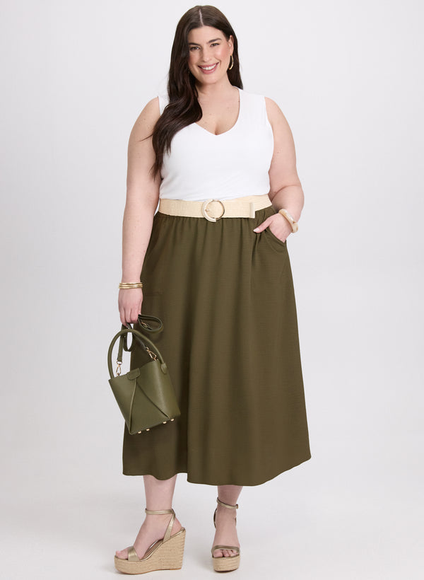 Laura Drawstring Crinkled Maxi Skirt