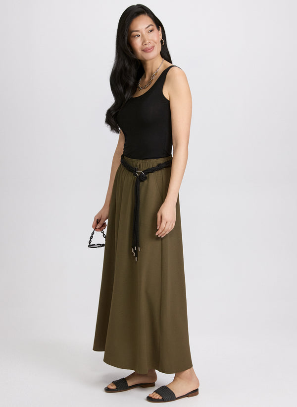 Laura Drawstring Crinkled Maxi Skirt
