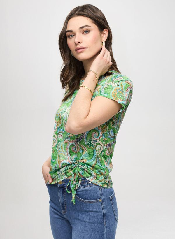laura Drawstring Detail Paisley T-Shirt
