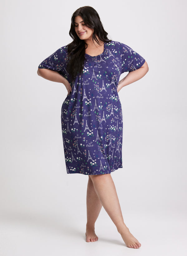 laura Eiffel Tower Print Nightgown