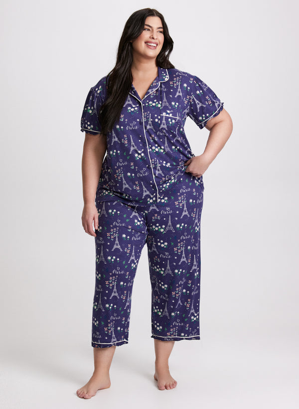 laura Eiffel Tower Print Pyjama Set