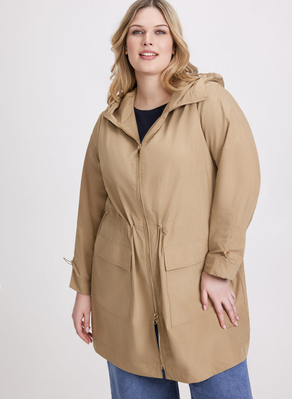 laura Elastic Waist Hooded Rain Coat