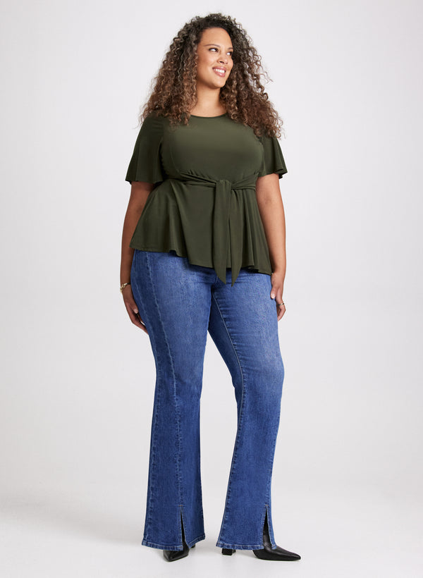 laura Elbow Sleeve Peplum Top & Flared Leg Jeans