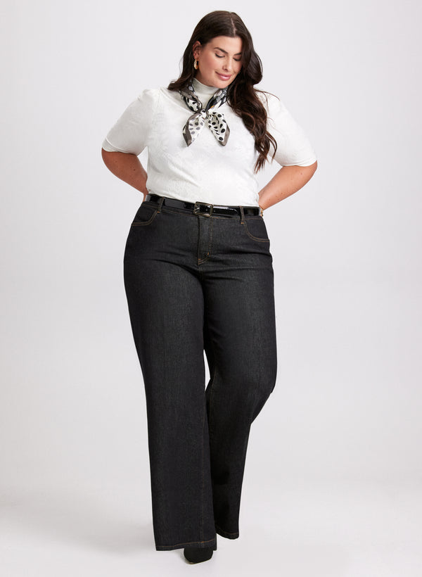 laura Elbow Sleeve Turtleneck Top & Bootcut Jeans