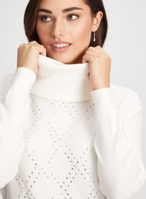 Laura Embellished Argyle Knit Sweater