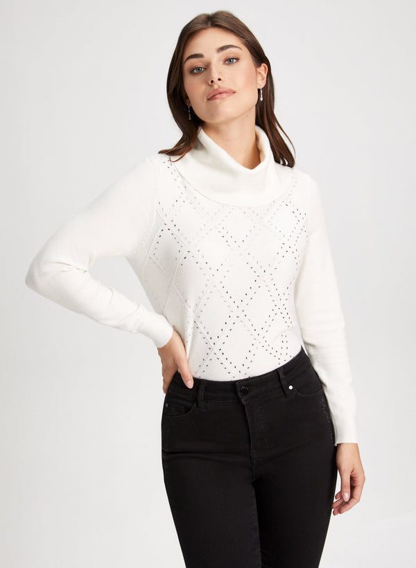 laura Embellished Argyle Knit Sweater