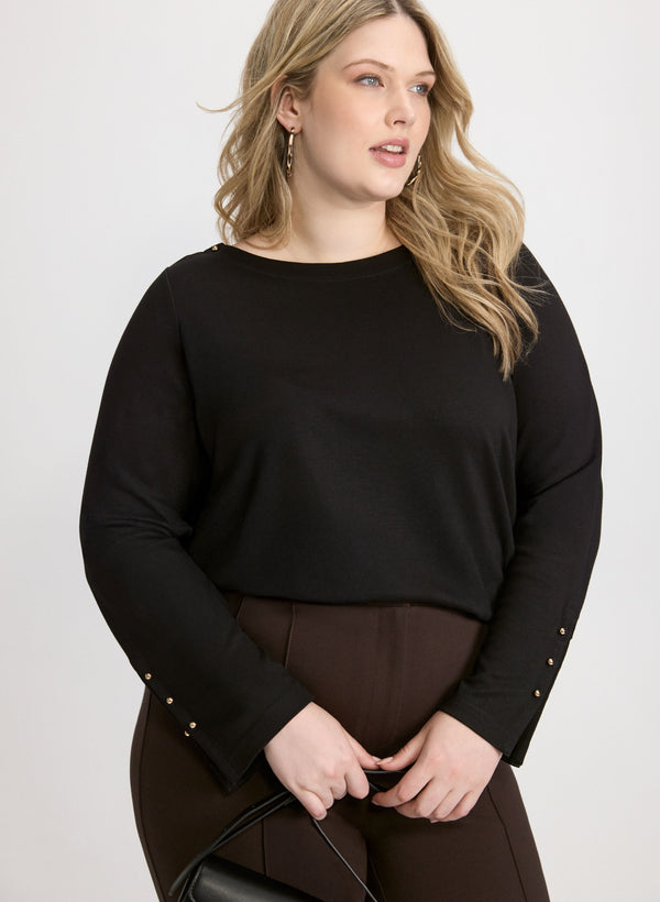 laura Embellished Boat Neck Top