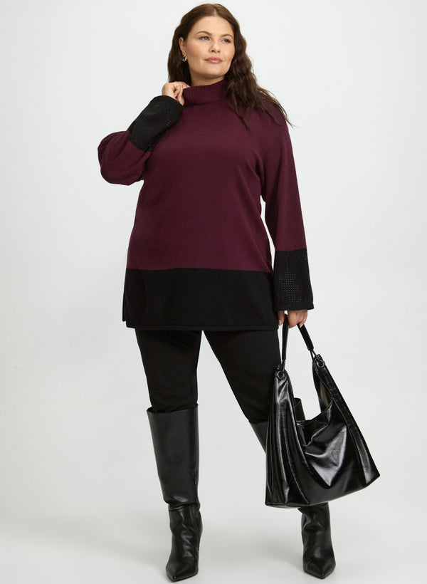Laura Embellished Colour Block Tunic Sweater