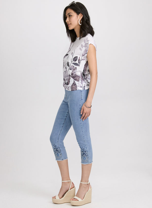 Laura Embellished Denim Capris