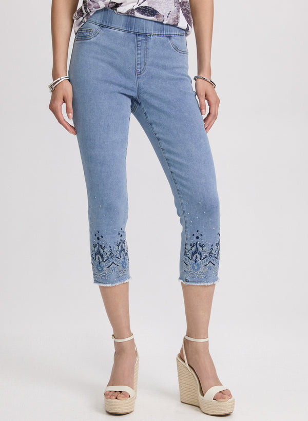 laura Embellished Denim Capris