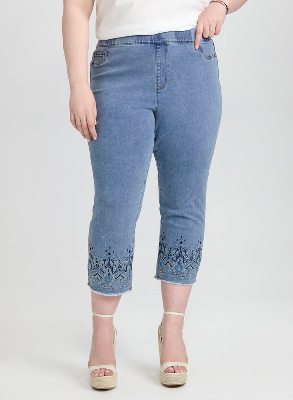 laura Embellished Denim Capris