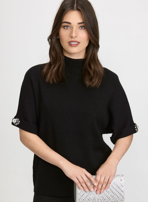 laura Embellished Funnel Neck Sweater