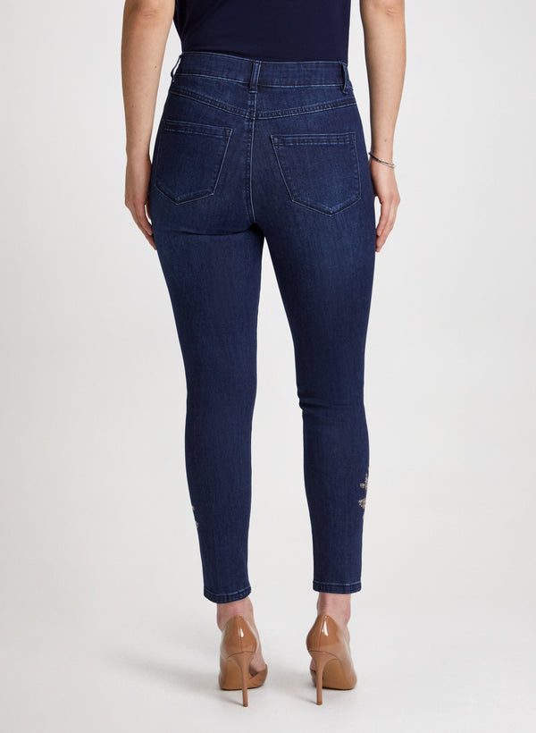 Laura Embellished-Hem Ankle Jeans