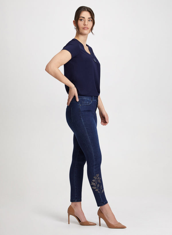 Laura Embellished-Hem Ankle Jeans