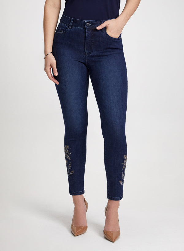 laura Embellished-Hem Ankle Jeans