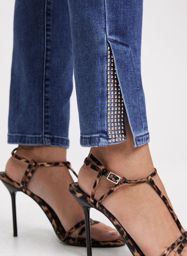 Laura Embellished Hem Slit Jeans