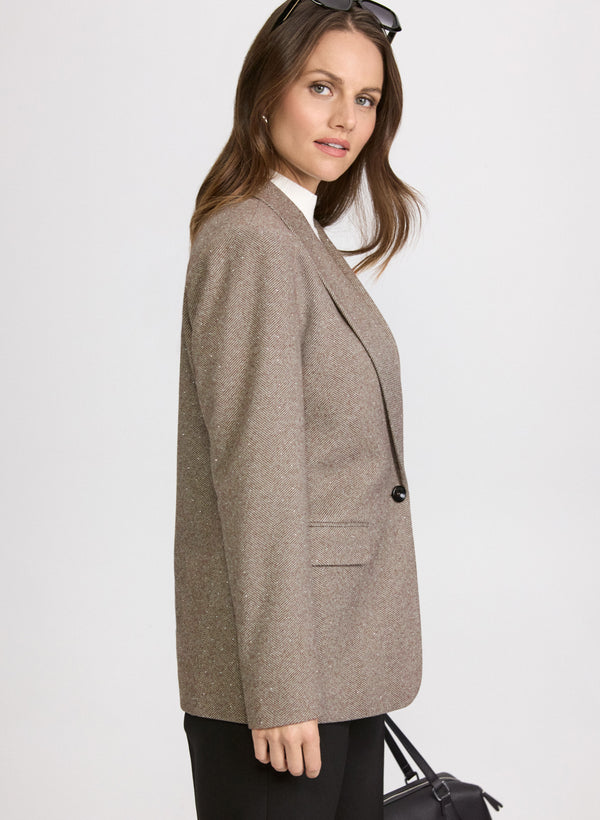 Laura Embellished Herringbone Blazer