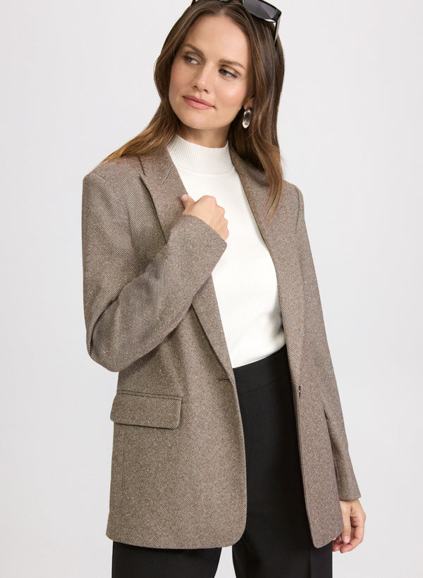 laura Embellished Herringbone Blazer