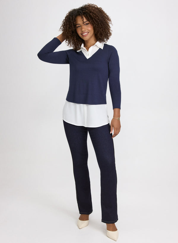 Laura Embellished Illusion Blouse