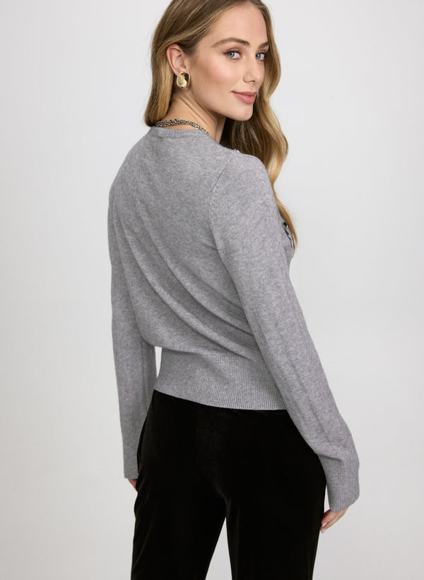 Laura Embellished Jeweled Button Cardigan