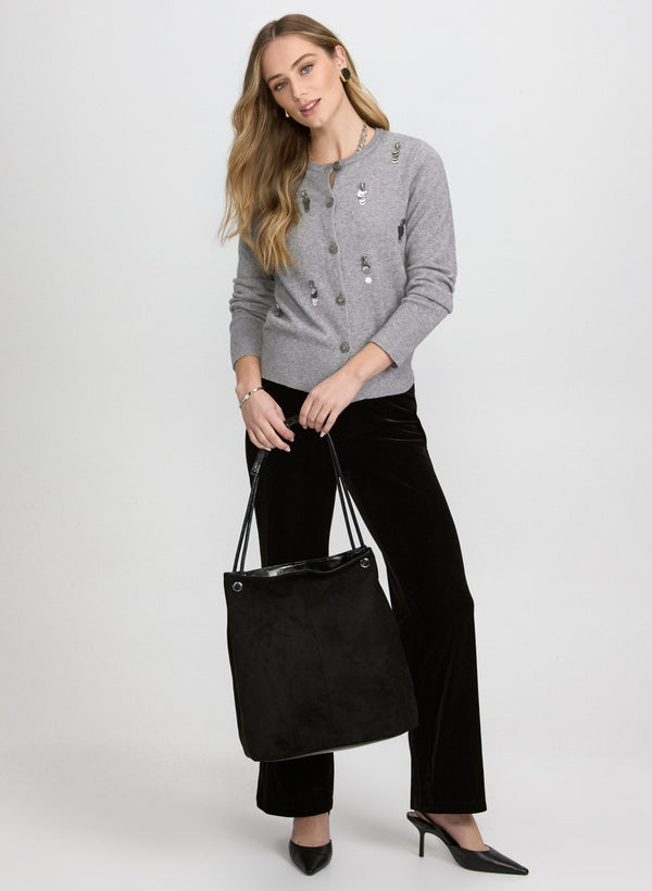 Laura Embellished Jeweled Button Cardigan