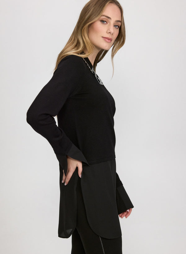 Laura Embellished Layered Sweater