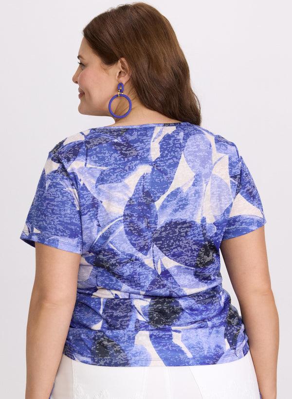 Laura Embellished Leaf Print T-Shirt