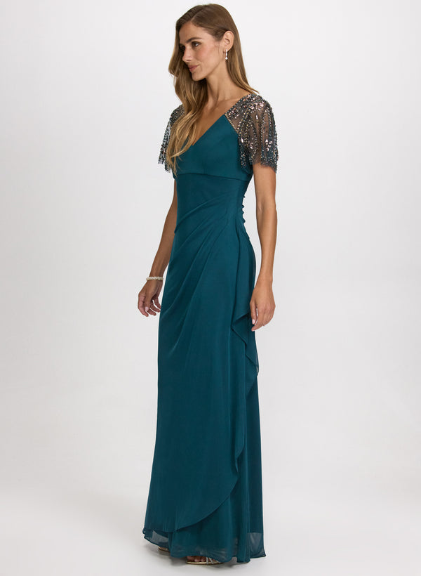 Laura Embellished Mesh Sleeve Dress