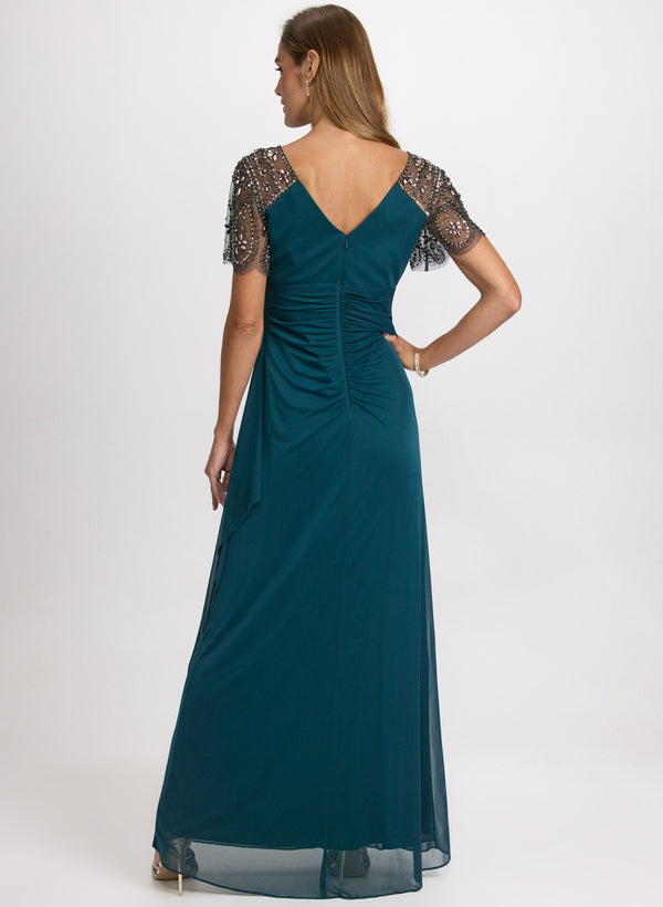 Laura Embellished Mesh Sleeve Dress