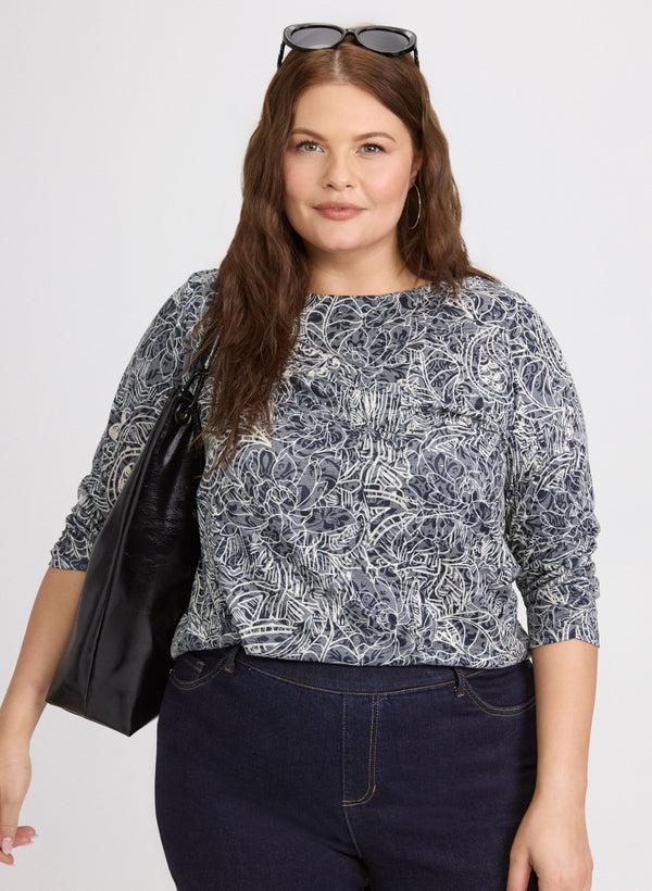 laura Embellished Mixed Print Top