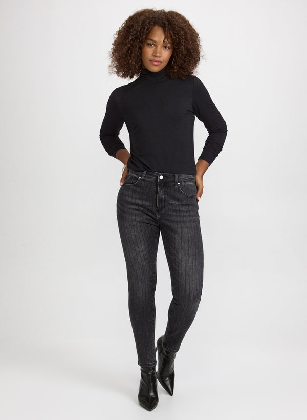 Laura Embellished Pinstripe Jeans
