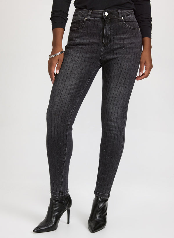 laura Embellished Pinstripe Jeans