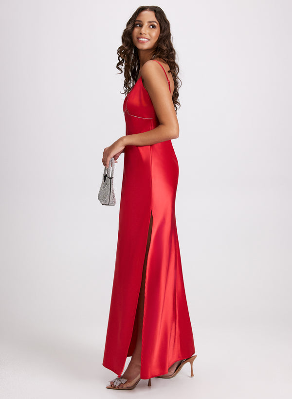 Laura Embellished Satin Slip Dress