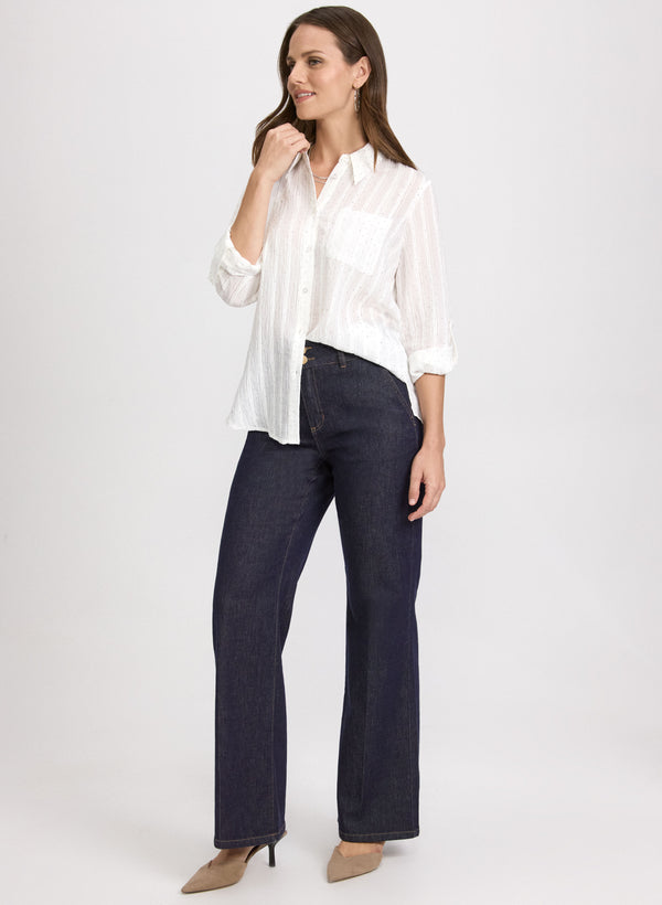 Laura Embellished Shadow Stripe Blouse