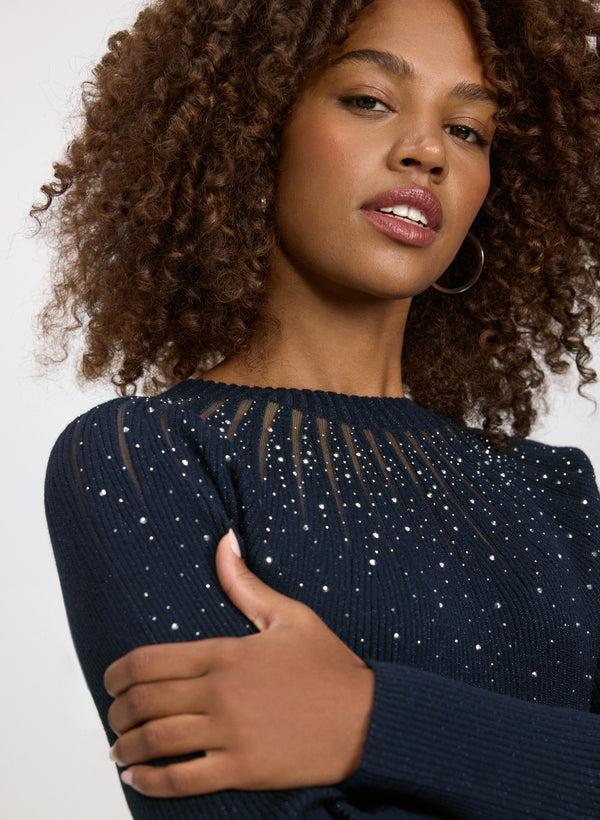 Laura Embellished Sheer Detail Sweater