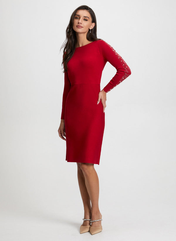 laura Embellished Sleeve Sweater Dress