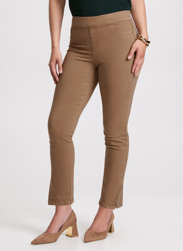 laura Embellished Slit Hem Jeans